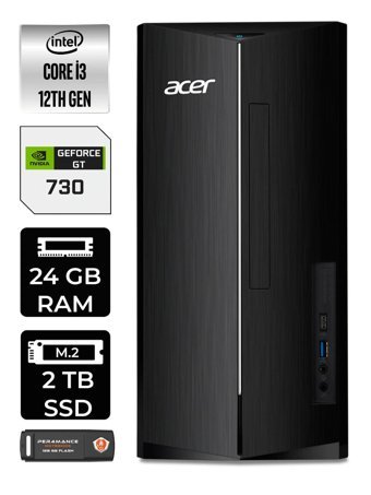 Acer Aspire DT.BHUEM.004 Harici GeForce GT 730 4 GB Intel Core i3 12100 24 GB Ram 2 TB SSD Tower Windows 11 Pro Masaüstü Bilgisayar + PER4 BELLEK