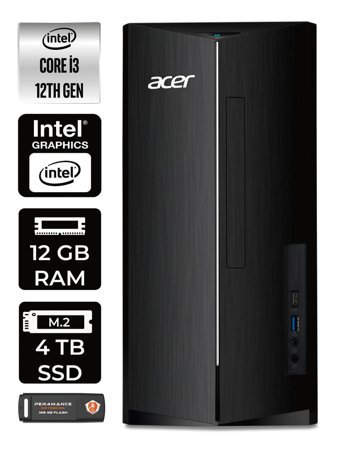 Acer Aspire TC1760 DT.BHUEM.004 Dahili Intel UHD Graphics Intel Core i3 12100 12 GB Ram 4 TB SSD Tower Windows 11 Home Masaüstü Bilgisayar + PER4 BELLEK