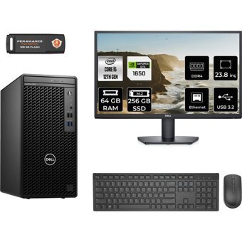 Dell OptiPlex 3000MT N010O3000MTACMNT4346 Harici GeForce GTX 1650 Intel Core i5 12500 64 GB Ram 256 GB SSD Tower FreeDos 23.8 inç Monitörlü Masaüstü Bilgisayar + PER4 BELLEK