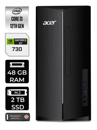 Acer Aspire DT.BHUEM.004 Harici GeForce GT 730 4 GB Intel Core i3 12100 48 GB Ram 2 TB SSD Tower FreeDos Masaüstü Bilgisayar + PER4 BELLEK