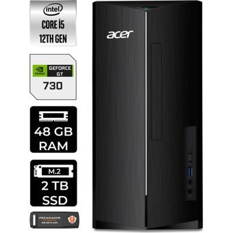 Acer Aspire TC1760 DTBHUEM005P444 Harici GeForce GT 730 4 GB Intel Core i5 12400 48 GB Ram 2 TB SSD Tower Windows 11 Pro Masaüstü Bilgisayar + PER4 BELLEK