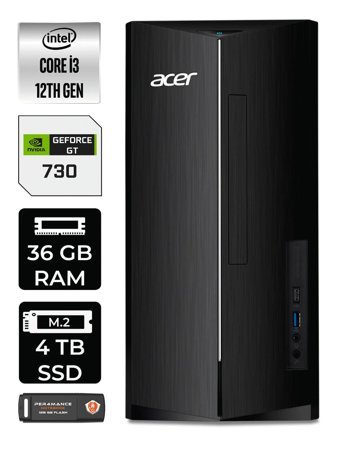 Acer Aspire DT.BHUEM.004 Harici GeForce GT 730 4 GB Intel Core i3 12100 36 GB Ram 4 TB SSD Tower FreeDos Masaüstü Bilgisayar + PER4 BELLEK