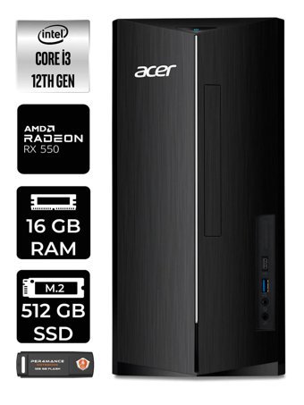 Acer Aspire DT.BHUEM.004 Harici Radeon RX 550 Intel Core i3 12100 16 GB Ram 512 GB SSD Tower Windows 11 Home Masaüstü Bilgisayar + PER4 BELLEK