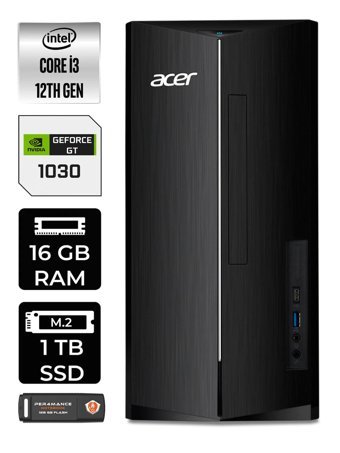 Acer Aspire DT.BHUEM.004 Harici GeForce GT 1030 Intel Core i3 12100 16 GB Ram 1 TB SSD Tower Windows 11 Home Masaüstü Bilgisayar + PER4 BELLEK