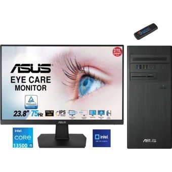 Asus Expert Center D1S500TE-5135000020W46 Dahili Intel UHD Graphics Intel Core i5 13500 16 GB Ram 256 GB SSD Tower Windows 11 Pro 23.8 inç Monitörlü Masaüstü Bilgisayar + Zetta Flash Bellek