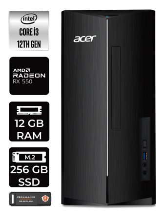 Acer Aspire DT.BHUEM.004 Harici Radeon RX 550 Intel Core i3 12100 12 GB Ram 256 GB SSD Tower FreeDos Masaüstü Bilgisayar + PER4 BELLEK