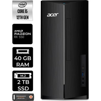 Acer Aspire TC1760 DTBHUEM005P339 Harici Radeon RX 550 Intel Core i5 12400 40 GB Ram 2 TB SSD Tower FreeDos Masaüstü Bilgisayar + PER4 BELLEK