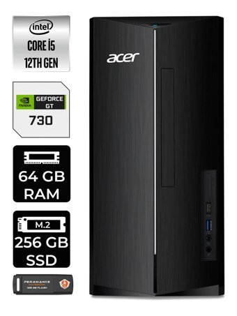 Acer Aspire DT.BHUEM.005 Harici GeForce GT 730 4 GB Intel Core i5 12400 64 GB Ram 256 GB SSD Tower FreeDos Masaüstü Bilgisayar + PER4 BELLEK