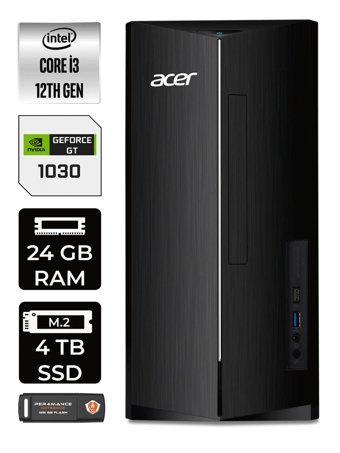 Acer Aspire DT.BHUEM.004 Harici GeForce GT 1030 Intel Core i3 12100 24 GB Ram 4 TB SSD Tower Windows 11 Home Masaüstü Bilgisayar + PER4 BELLEK