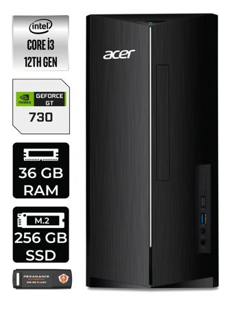 Acer Aspire DT.BHUEM.004 Harici GeForce GT 730 4 GB Intel Core i3 12100 36 GB Ram 256 GB SSD Tower Windows 11 Pro Masaüstü Bilgisayar + PER4 BELLEK