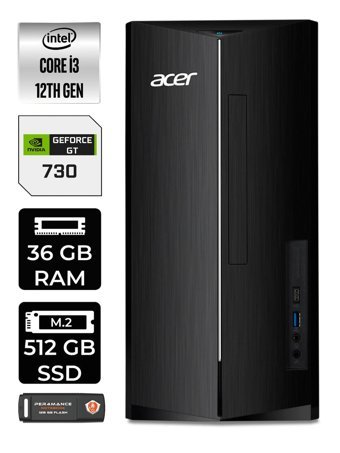 Acer Aspire DT.BHUEM.004 Harici GeForce GT 730 4 GB Intel Core i3 12100 36 GB Ram 512 GB SSD Tower Windows 11 Home Masaüstü Bilgisayar + PER4 BELLEK