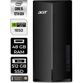 Acer Aspire TC1760 DTBHUEM005P342 Harici GeForce GTX 1650 Intel Core i5 12400 48 GB Ram 512 GB SSD Tower FreeDos Masaüstü Bilgisayar + PER4 BELLEK