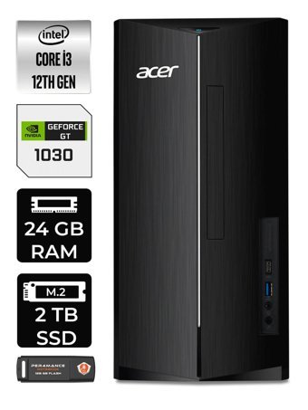 Acer Aspire DT.BHUEM.004 Harici GeForce GT 1030 Intel Core i3 12100 24 GB Ram 2 TB SSD Tower Windows 11 Home Masaüstü Bilgisayar + PER4 BELLEK