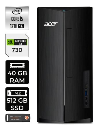 Acer Aspire DT.BHUEM.005 Harici GeForce GT 730 4 GB Intel Core i5 12400 40 GB Ram 512 GB SSD Tower Windows 11 Pro Masaüstü Bilgisayar + PER4 BELLEK