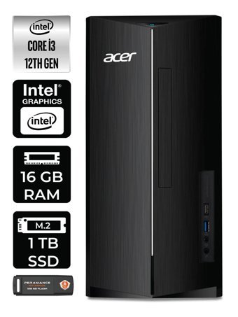 Acer Aspire TC1760 DT.BHUEM.004 Dahili Intel UHD Graphics Intel Core i3 12100 16 GB Ram 1 TB SSD Tower Windows 11 Pro Masaüstü Bilgisayar + PER4 BELLEK