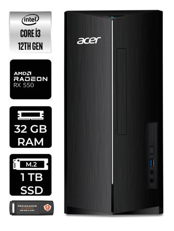 Acer Aspire DT.BHUEM.004 Harici Radeon RX 550 Intel Core i3 12100 32 GB Ram 1 TB SSD Tower Windows 11 Home Masaüstü Bilgisayar + PER4 BELLEK