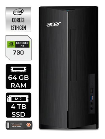 Acer Aspire DT.BHUEM.004 Harici GeForce GT 730 4 GB Intel Core i3 12100 64 GB Ram 4 TB SSD Tower Windows 11 Pro Masaüstü Bilgisayar + PER4 BELLEK