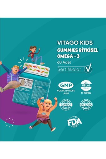 Vitago Gummies Bitkisel Çiğnenebilir Omega 3 Balık Yağı Jel 60 Adet