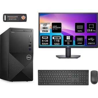 Dell Vostro 3910MT N3563VDT3910MNT1353 Harici Radeon RX 550 Intel Core i3 12100 8 GB Ram 1 TB SSD Tower Windows 11 Home 23.8 inç Monitörlü Masaüstü Bilgisayar + PER4 BELLEK