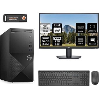 Dell Vostro 3020 N2054VDT3020MTUMNT333 Dahili Intel UHD Graphics 730 Intel Core i5 13400 36 GB Ram 1 TB SSD Tower FreeDos 21.5 inç Monitörlü Masaüstü Bilgisayar + PER4 BELLEK