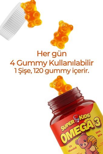 Superkids Gummy Çiğnenebilir Omega 3 Tablet 120 Adet