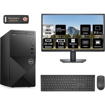 Dell Vostro 3020 N2050VDT3020MTUMNT1368 Harici Radeon RX 550 Intel Core i5 13400 20 GB Ram 1 TB SSD Tower Windows 11 Home 21.5 inç Monitörlü Masaüstü Bilgisayar + PER4 BELLEK