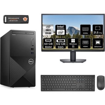 Dell Vostro 3020 N2054VDT3020MTUMNT437 Dahili Intel UHD Graphics 730 Intel Core i5 13400 40 GB Ram 512 GB SSD Tower Windows 11 Pro 21.5 inç Monitörlü Masaüstü Bilgisayar + PER4 BELLEK