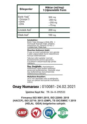 Dr.Organic 3-6-9 Omega 3 Balık Yağı Kapsül 950 mg 2x60 Adet