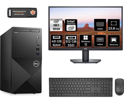 Dell Vostro 3020 N2062VDT3020MTUMNT437 Dahili Intel UHD Graphics Intel Core i7 13700 40 GB Ram 512 GB SSD Tower Windows 11 Pro 23.8 inç Monitörlü Masaüstü Bilgisayar + PER4 BELLEK