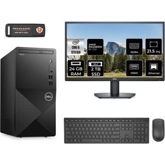 Dell Vostro 3020 N2046VDT3020MTUMNT1324 Harici Radeon RX 550 Intel Core i5 13400 24 GB Ram 2 TB SSD Tower FreeDos 21.5 inç Monitörlü Masaüstü Bilgisayar + PER4 BELLEK