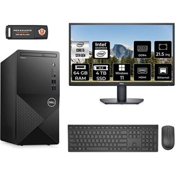 Dell Vostro 3020 N2046VDT3020MTUMNT450 Dahili Intel UHD Graphics 730 Intel Core i5 13400 64 GB Ram 4 TB SSD Tower Windows 11 Pro 21.5 inç Monitörlü Masaüstü Bilgisayar + PER4 BELLEK