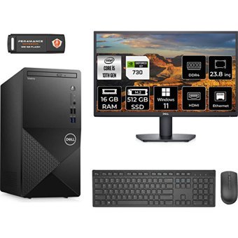 Dell Vostro 3020 N2046VDT3020MTUMNT2412 Harici GeForce GT 730 4 GB Intel Core i5 13400 16 GB Ram 512 GB SSD Tower Windows 11 Pro 23.8 inç Monitörlü Masaüstü Bilgisayar + PER4 BELLEK