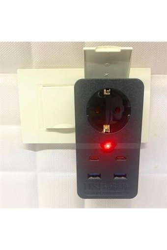 Aymina Home Nn79Yt2366 Tekli Soket 2'li USB Kablosuz Tekli Akım Korumalı Priz