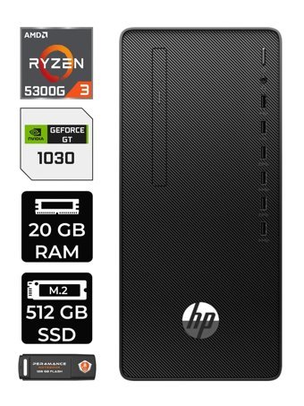 HP 295 G9 6D391EA Harici GeForce GT 1030 AMD Ryzen 3 5300G 20 GB Ram 512 GB SSD Tower FreeDos Masaüstü Bilgisayar + PER4 BELLEK