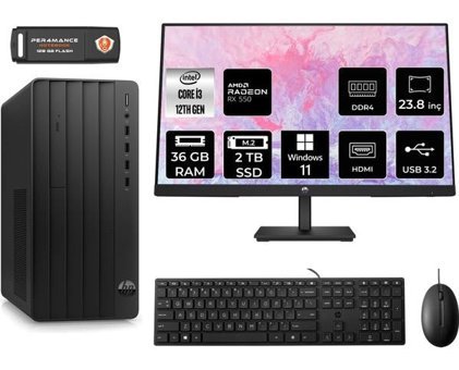 HP Pro Tower 290 G9 6D3A1EAMNT1434 Harici Radeon RX 550 Intel Core i3 12100 36 GB Ram 2 TB SSD Tower Windows 11 Pro 23.8 inç Monitörlü Masaüstü Bilgisayar + PER4 BELLEK