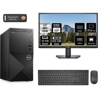 Dell Vostro 3020 N2046VDT3020MTUMNT307 Dahili Intel UHD Graphics 730 Intel Core i5 13400 12 GB Ram 512 GB SSD Tower FreeDos 21.5 inç Monitörlü Masaüstü Bilgisayar + PER4 BELLEK