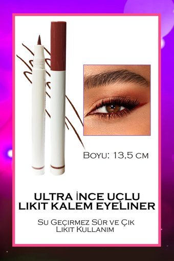 Dahaus No:0049 Suya Dayanıklı Mat Pastel Kahverengi Likit Eyeliner