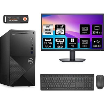 Dell Vostro 3910MT N3563VDT3910MNT430 Dahili Intel UHD Graphics Intel Core i3 12100 32 GB Ram 4 TB SSD Tower Windows 11 Pro 23.8 inç Monitörlü Masaüstü Bilgisayar + PER4 BELLEK