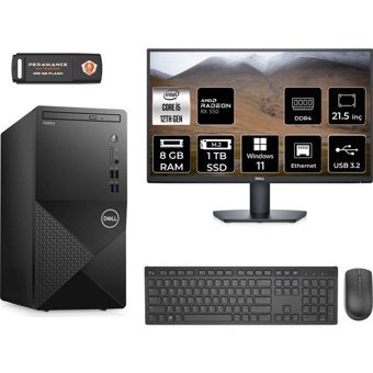 Dell Vostro 3910MT N7519VDT3910MNT1403 Harici Radeon RX 550 Intel Core i5 12400 8 GB Ram 1 TB SSD Tower Windows 11 Pro 21.5 inç Monitörlü Masaüstü Bilgisayar + PER4 BELLEK