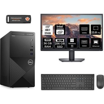 Dell Vostro 3910MT N7600VDT3910MNT381 Dahili Intel UHD Graphics Intel Core i7 12700 36 GB Ram 256 GB SSD Tower Windows 11 Home 23.8 inç Monitörlü Masaüstü Bilgisayar + PER4 BELLEK