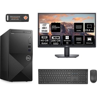 Dell Vostro 3910MT N7598VDT3910MNT1386 Harici Radeon RX 550 Intel Core i7 12700 40 GB Ram 256 GB SSD Tower Windows 11 Home 23.8 inç Monitörlü Masaüstü Bilgisayar + PER4 BELLEK