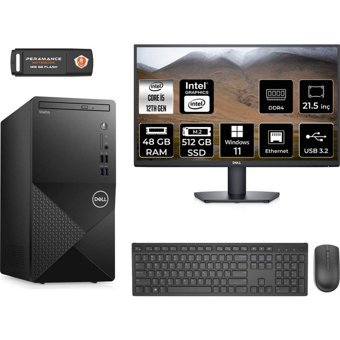 Dell Vostro 3910MT N7519VDT3910MNT442 Dahili Intel UHD Graphics Intel Core i5 12400 48 GB Ram 512 GB SSD Tower Windows 11 Pro 21.5 inç Monitörlü Masaüstü Bilgisayar + PER4 BELLEK