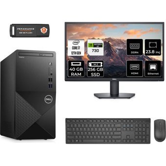 Dell Vostro 3910MT N7600VDT3910MNT2336 Harici GeForce GT 730 4 GB Intel Core i7 12700 40 GB Ram 256 GB SSD Tower FreeDos 23.8 inç Monitörlü Masaüstü Bilgisayar + PER4 BELLEK