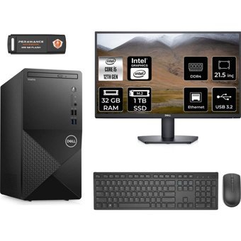 Dell Vostro 3910MT N7519VDT3910MNT328 Dahili Intel UHD Graphics Intel Core i5 12400 32 GB Ram 1 TB SSD Tower FreeDos 21.5 inç Monitörlü Masaüstü Bilgisayar + PER4 BELLEK