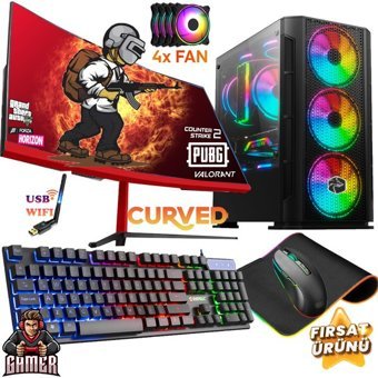 Gameline SYN77 Harici GeForce RTX 3050 AMD Ryzen 5 3600 32 GB Ram DDR4 500 GB SSD Tower FreeDos 24 inç Monitörlü Masaüstü Bilgisayar