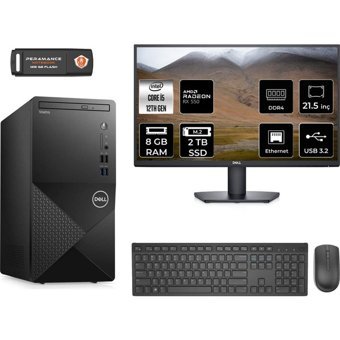 Dell Vostro 3910MT N7519VDT3910MNT1304 Harici Radeon RX 550 Intel Core i5 12400 8 GB Ram 2 TB SSD Tower FreeDos 21.5 inç Monitörlü Masaüstü Bilgisayar + PER4 BELLEK