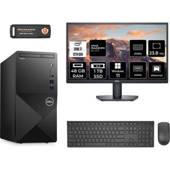 Dell Vostro 3910MT N7598VDT3910MNT1443 Harici Radeon RX 550 Intel Core i7 12700 48 GB Ram 1 TB SSD Tower Windows 11 Pro 23.8 inç Monitörlü Masaüstü Bilgisayar + PER4 BELLEK