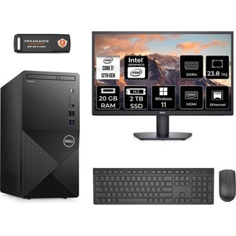 Dell Vostro 3910MT N7598VDT3910MNT369 Dahili Intel UHD Graphics Intel Core i7 12700 20 GB Ram 2 TB SSD Tower Windows 11 Home 23.8 inç Monitörlü Masaüstü Bilgisayar + PER4 BELLEK