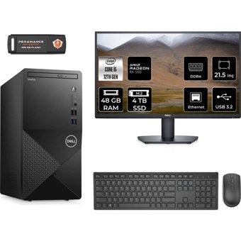 Dell Vostro 3910MT N7519VDT3910MNT1345 Harici Radeon RX 550 Intel Core i5 12400 48 GB Ram 4 TB SSD Tower FreeDos 21.5 inç Monitörlü Masaüstü Bilgisayar + PER4 BELLEK