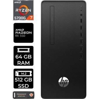 HP 295 G8 6D389EAP447 Harici Radeon RX 550 AMD Ryzen 7 5700G 64 GB Ram 512 GB SSD Tower Windows 11 Pro Masaüstü Bilgisayar + PER4 BELLEK